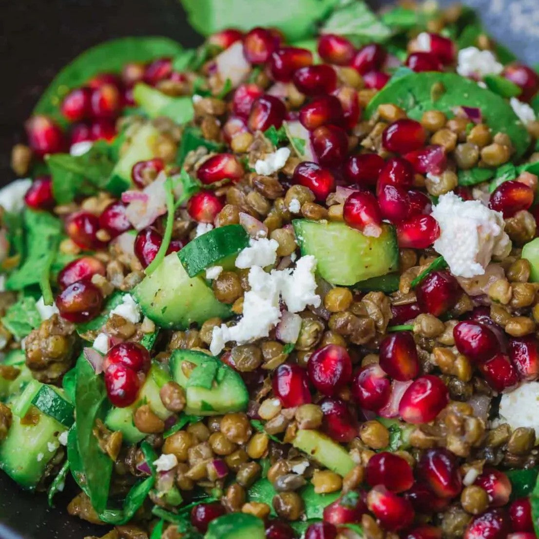 Green Lentil & Pomegranate Molasses Salad